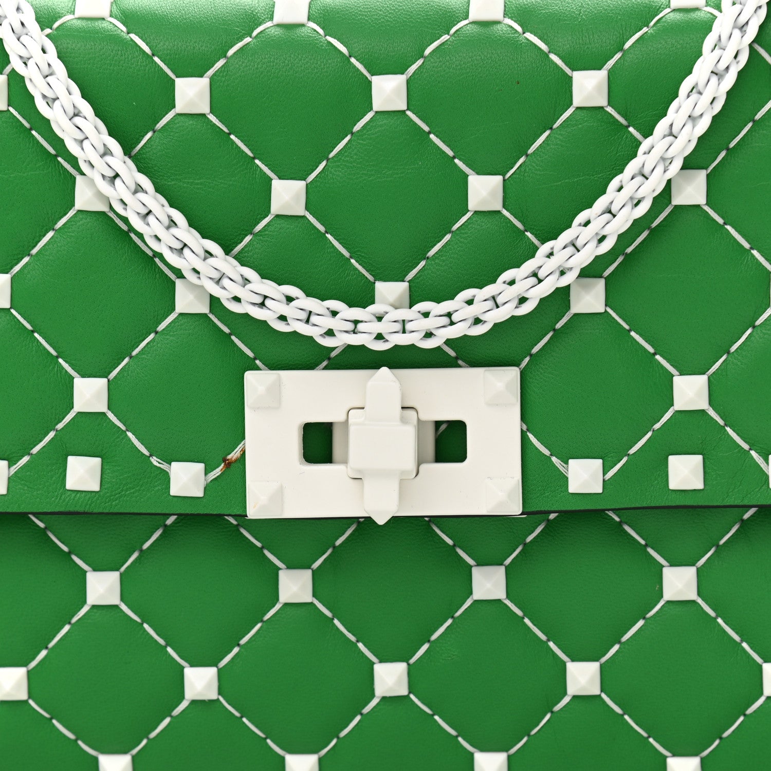 Valentino Garavani Lambskin Free Rockstud Spike Wallet On Chain Peppermint 9 of 12
