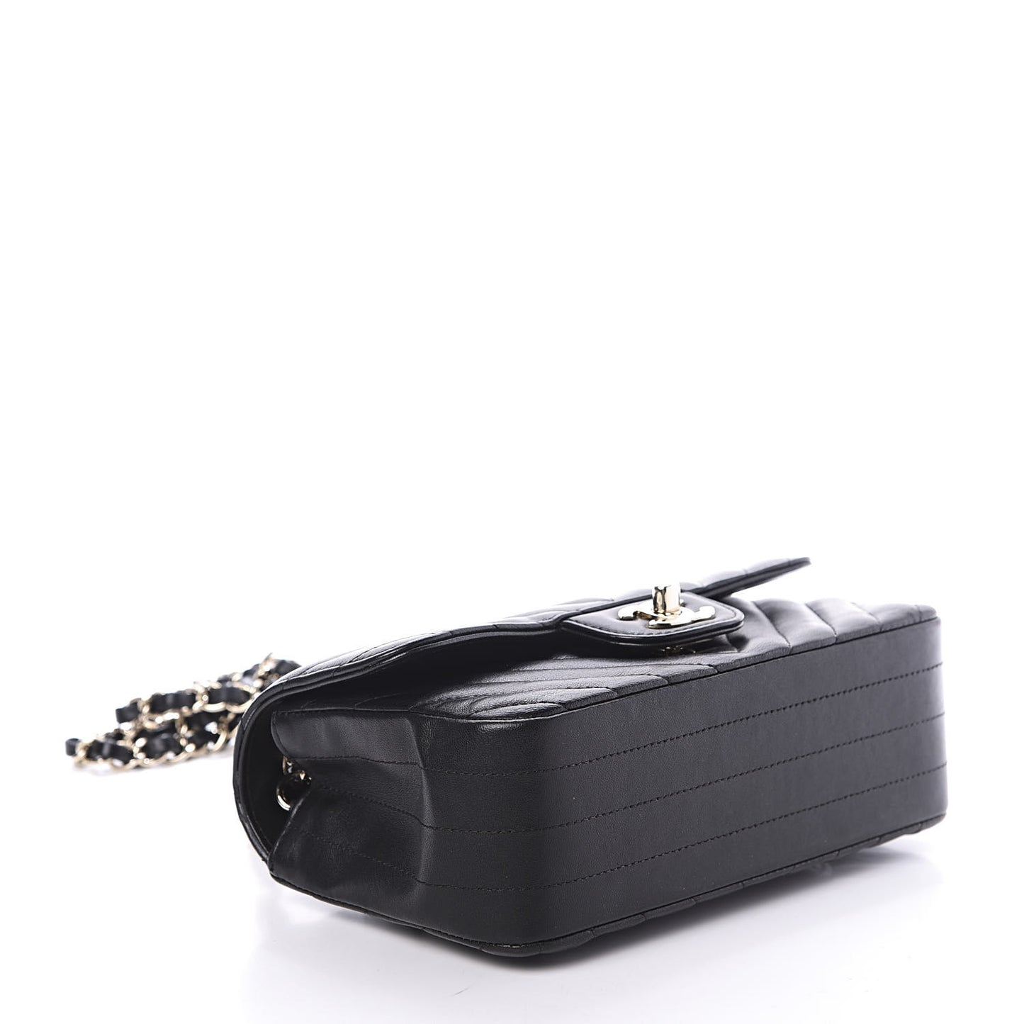Lambskin Chevron Quilted Mini Rectangular Flap Black