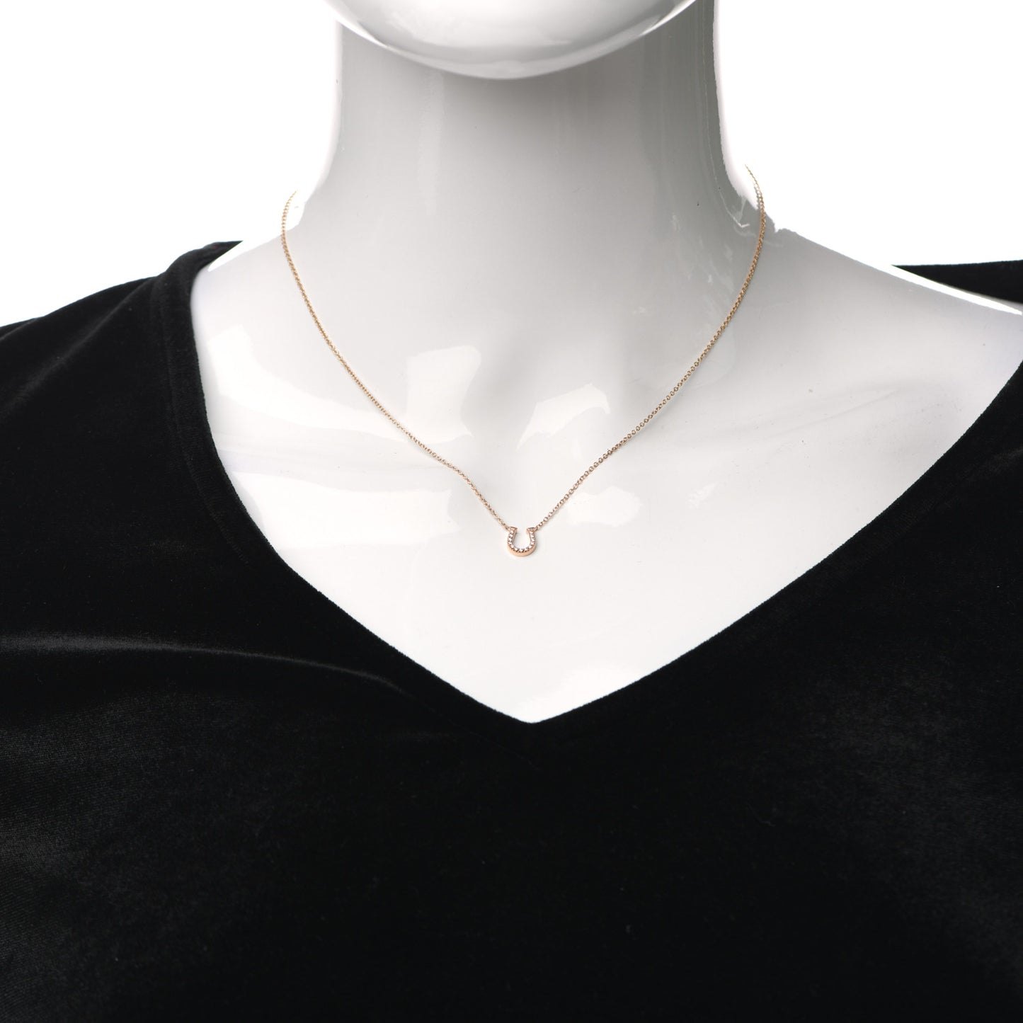 18K Rose Gold Diamond Mini Metro Horseshoe Pendant Necklace
