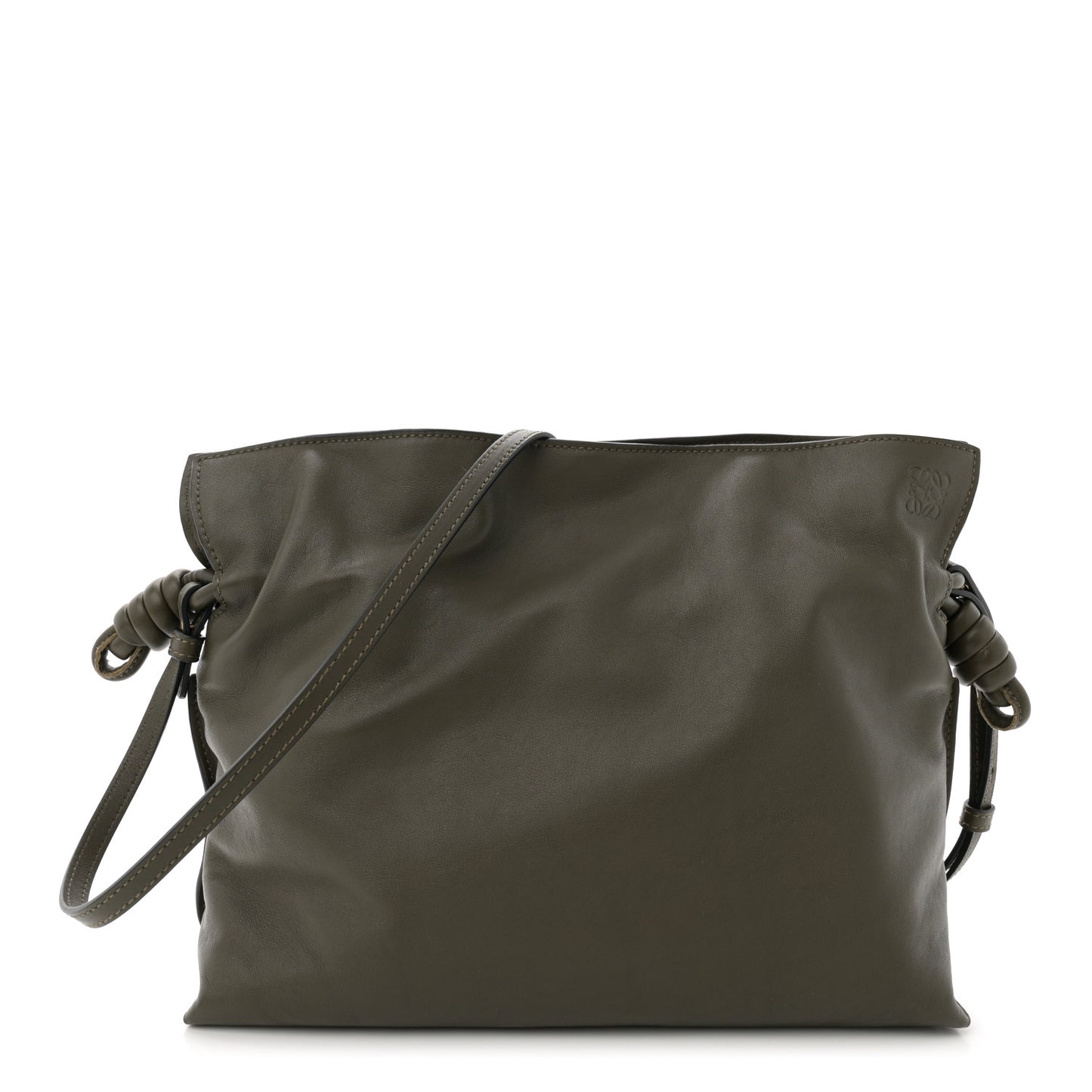 Nappa Calfskin Medium Flamenco Knot Clutch Avocado Green