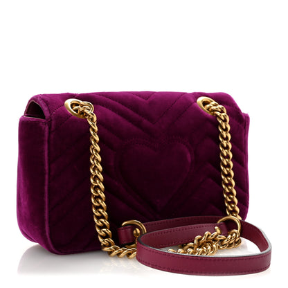 Gucci Velvet Matelasse Mini GG Marmont Shoulder Bag Fuchsia Violet Cyclamen 3 of 13