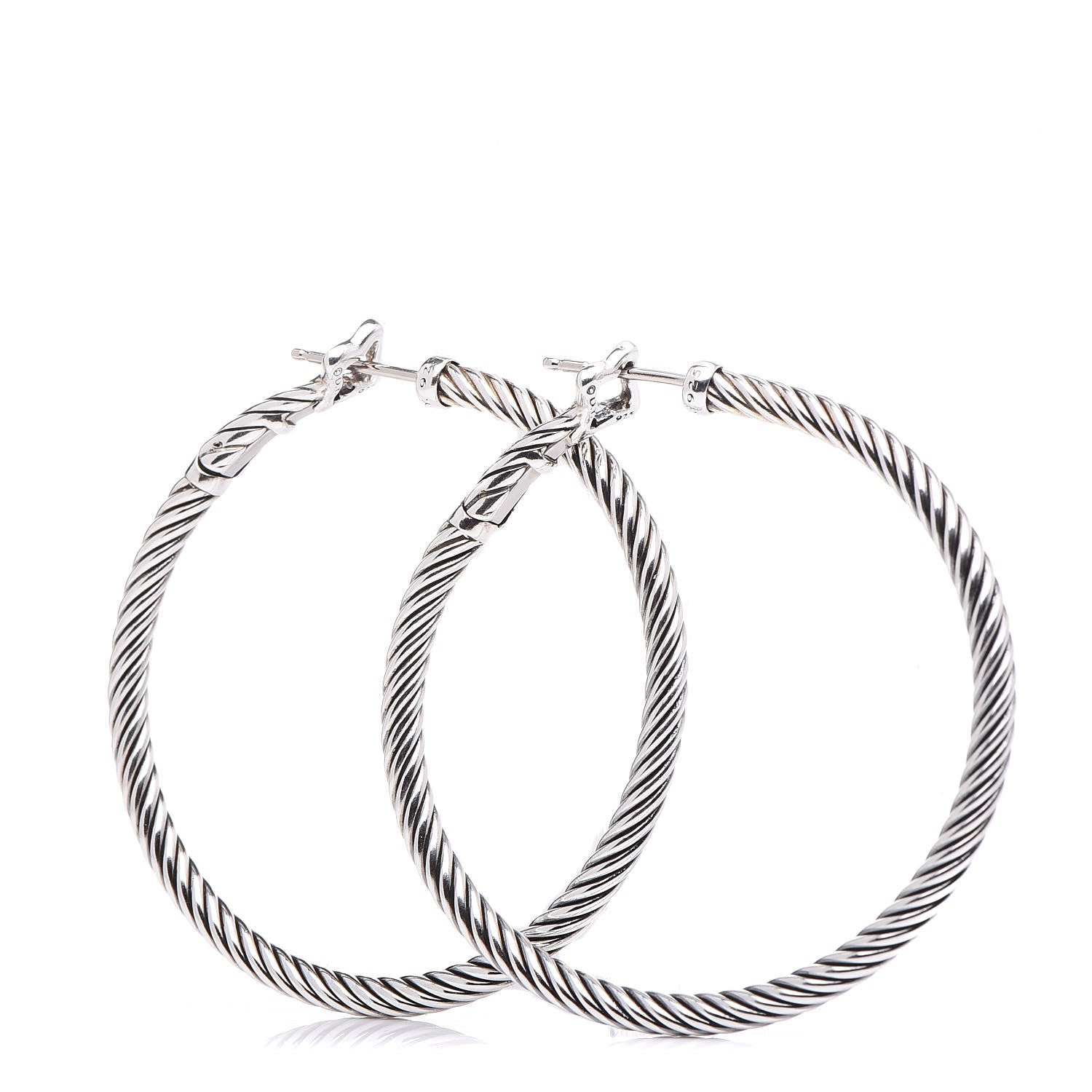 David Yurman Sterling Silver Large Cable Classics Hoop Earrings 1 of 5