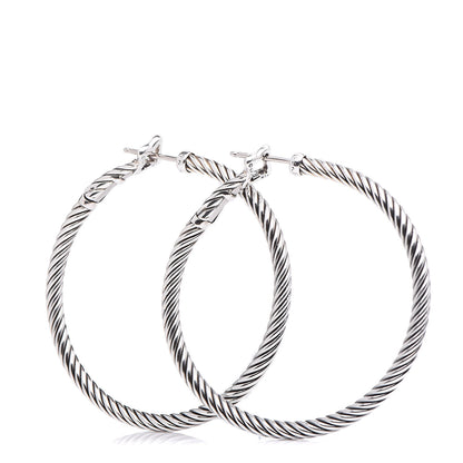 David Yurman Sterling Silver Large Cable Classics Hoop Earrings 1 of 5