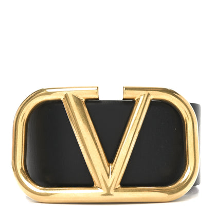 Valentino Garavani Glossy Calfskin VLogo Reversible 40mm Belt 85 34 Black Rouge Pur 1 of 5