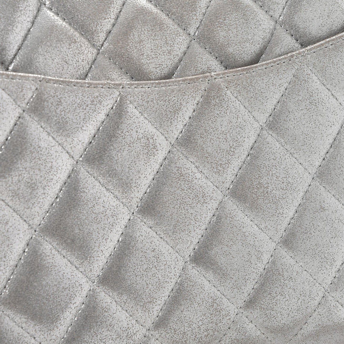 Iridescent Calfskin Clutch With Chain Flap Silver