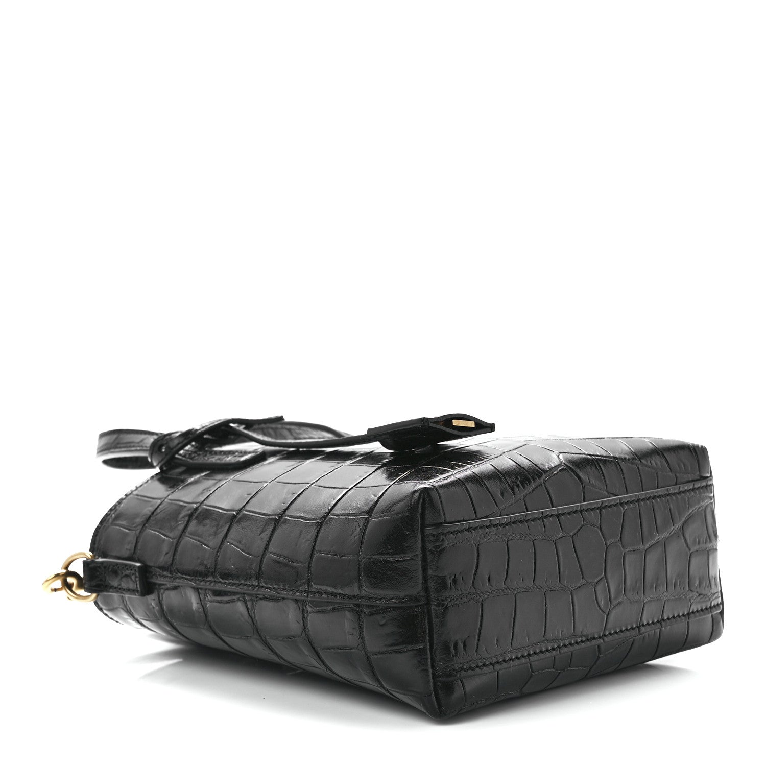 Saint Laurent Calfskin Crocodile Embossed Paris Mini Toy Shopper Tote Black 4 of 13