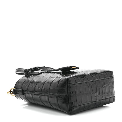 Saint Laurent Calfskin Crocodile Embossed Paris Mini Toy Shopper Tote Black 4 of 13