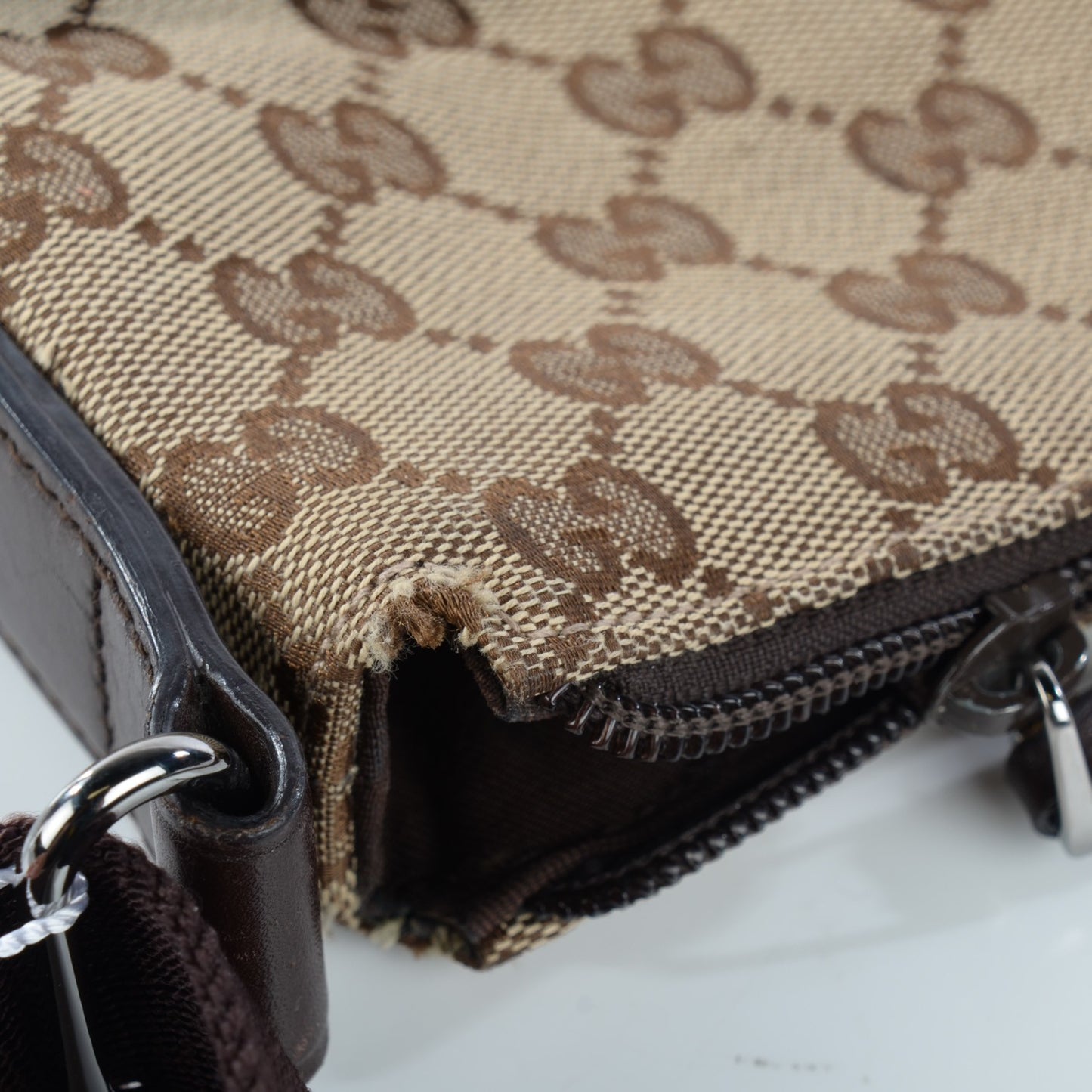 Monogram Calfskin Perforated Medium Flat Messenger Bag Dark Brown