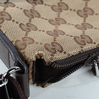 Gucci Monogram Calfskin Perforated Medium Flat Messenger Bag Dark Brown 10 of 11