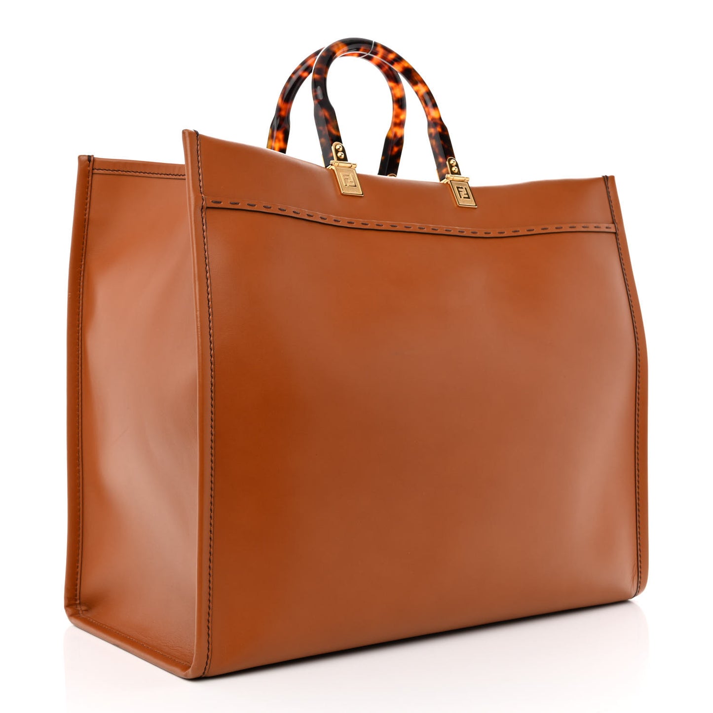 Vitello King Plexiglass Large Fendi Sunshine Shopper Tote Cuoio