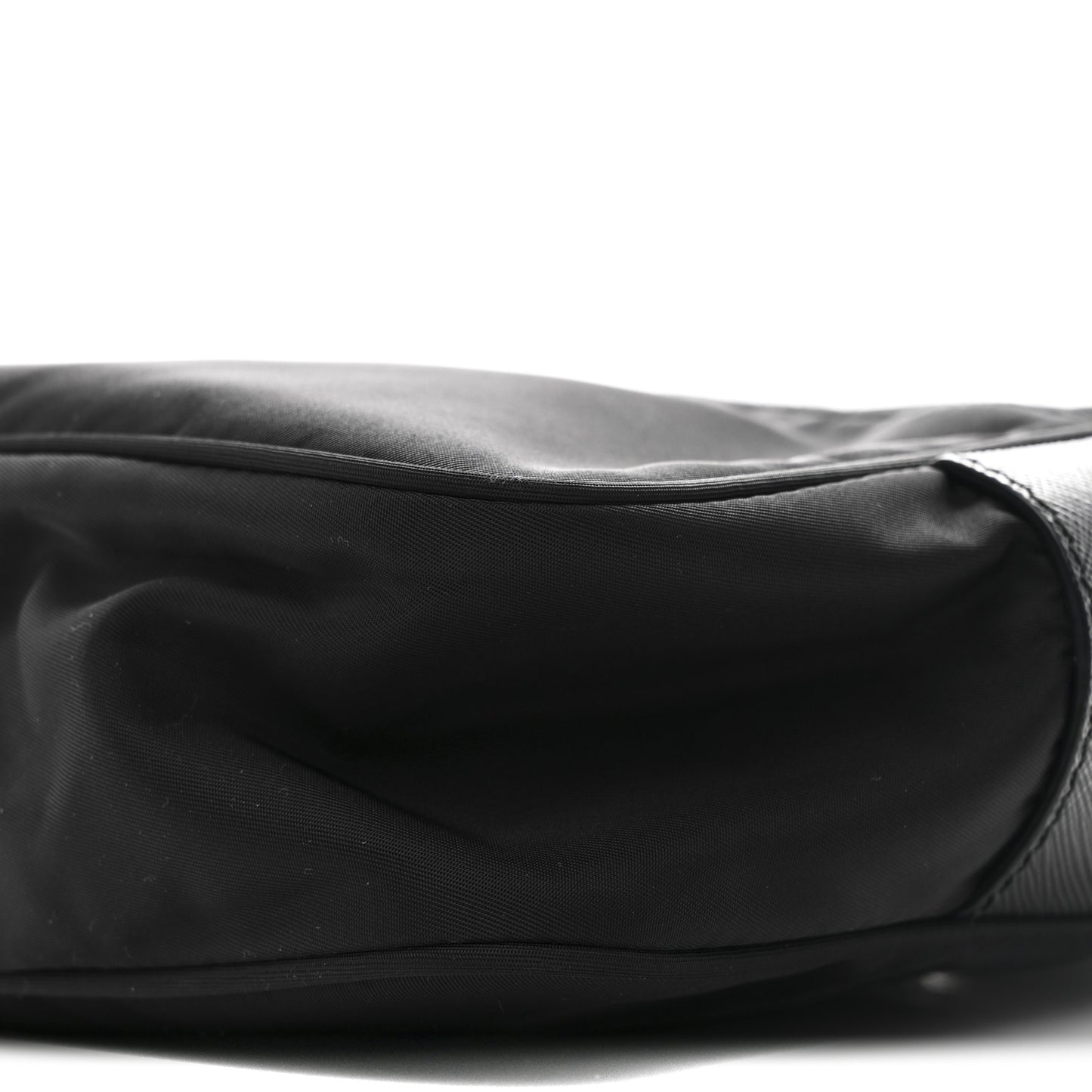 Re-Nylon Vela Saffiano Pocket Double Zip Shoulder Bag Black