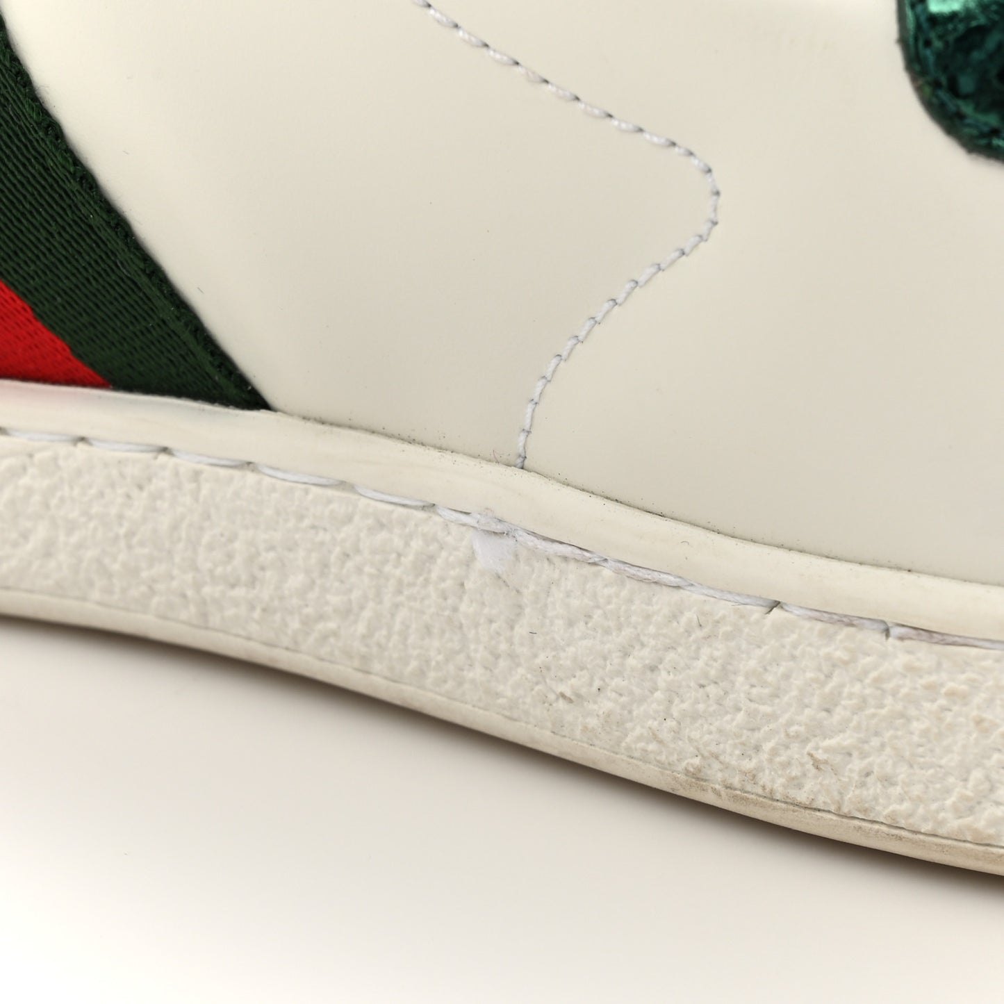 Calfskin Ayers Bee Embroidered Womens Ace Sneakers 36 White Green