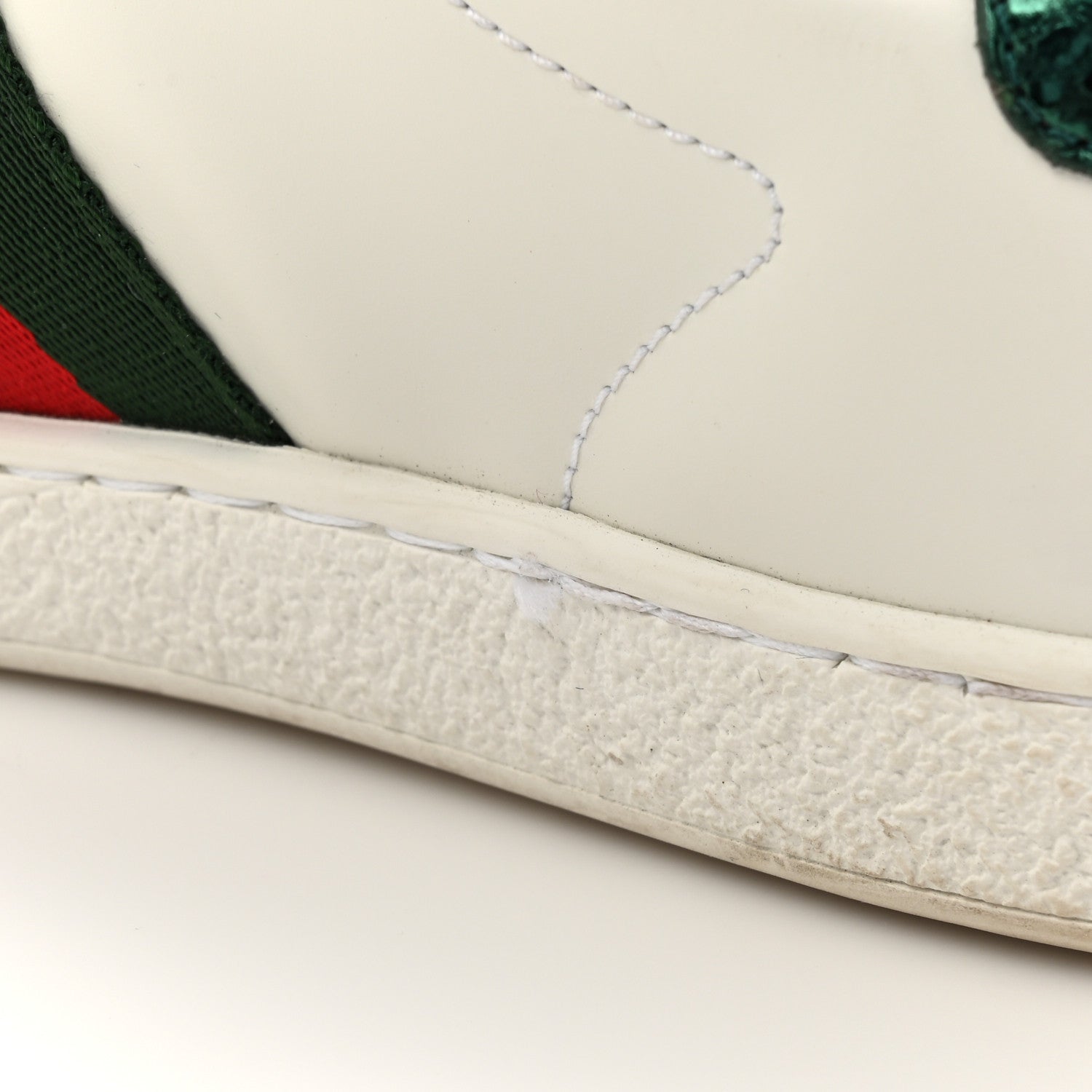 Gucci Calfskin Ayers Bee Embroidered Womens Ace Sneakers 36 White Green 13 of 14