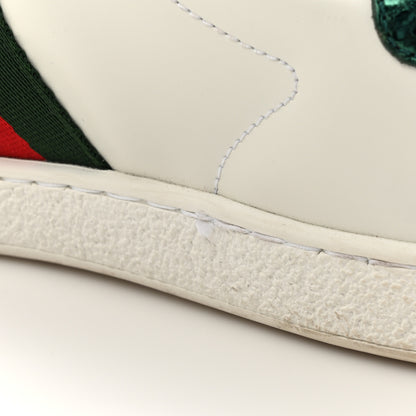 Gucci Calfskin Ayers Bee Embroidered Womens Ace Sneakers 36 White Green 13 of 14
