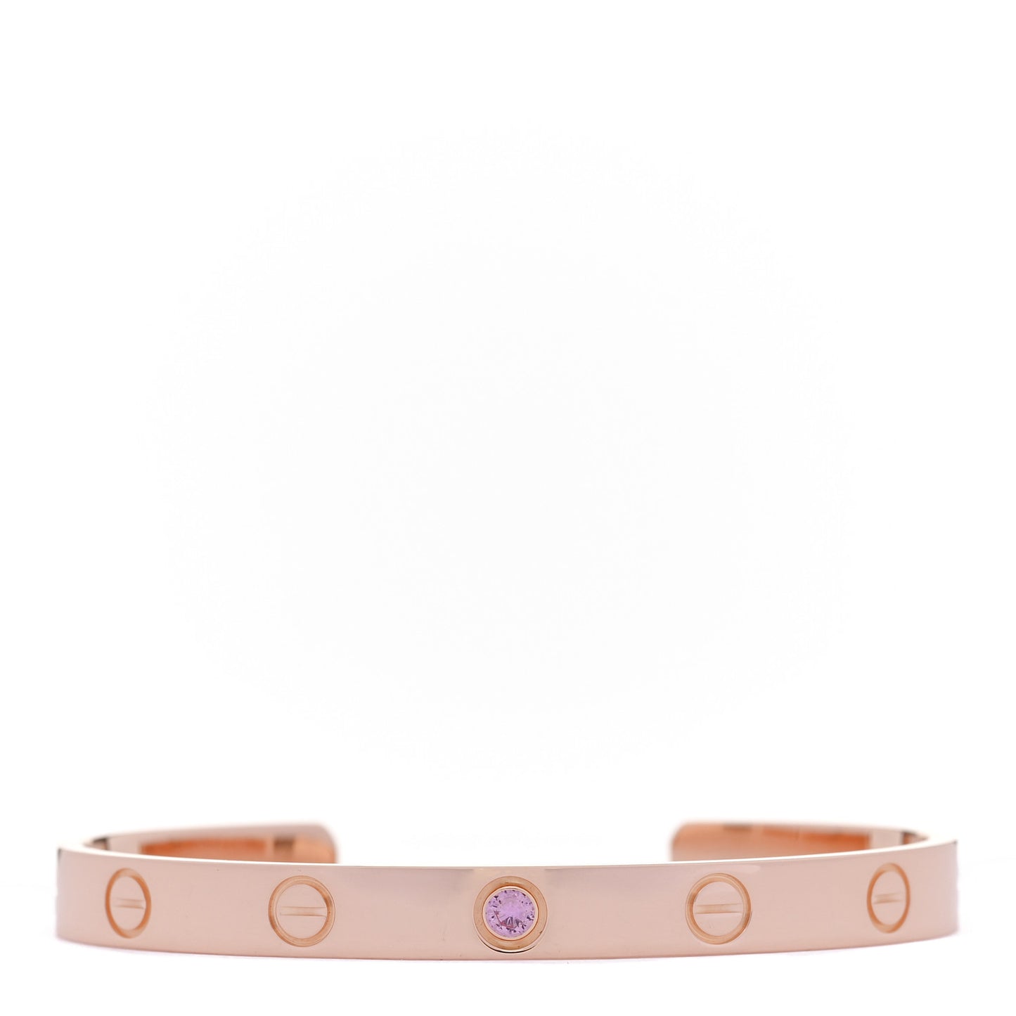 18K Pink Gold Pink Sapphire LOVE Cuff Bracelet 16