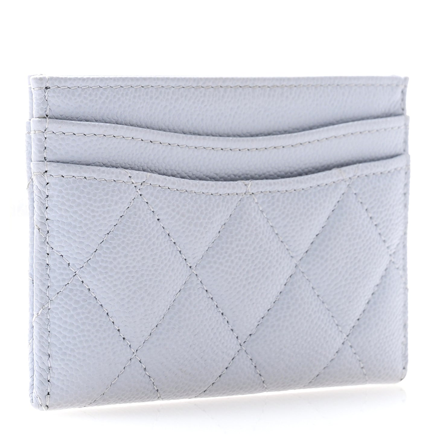 Caviar Quilted Card Holder Light Grey