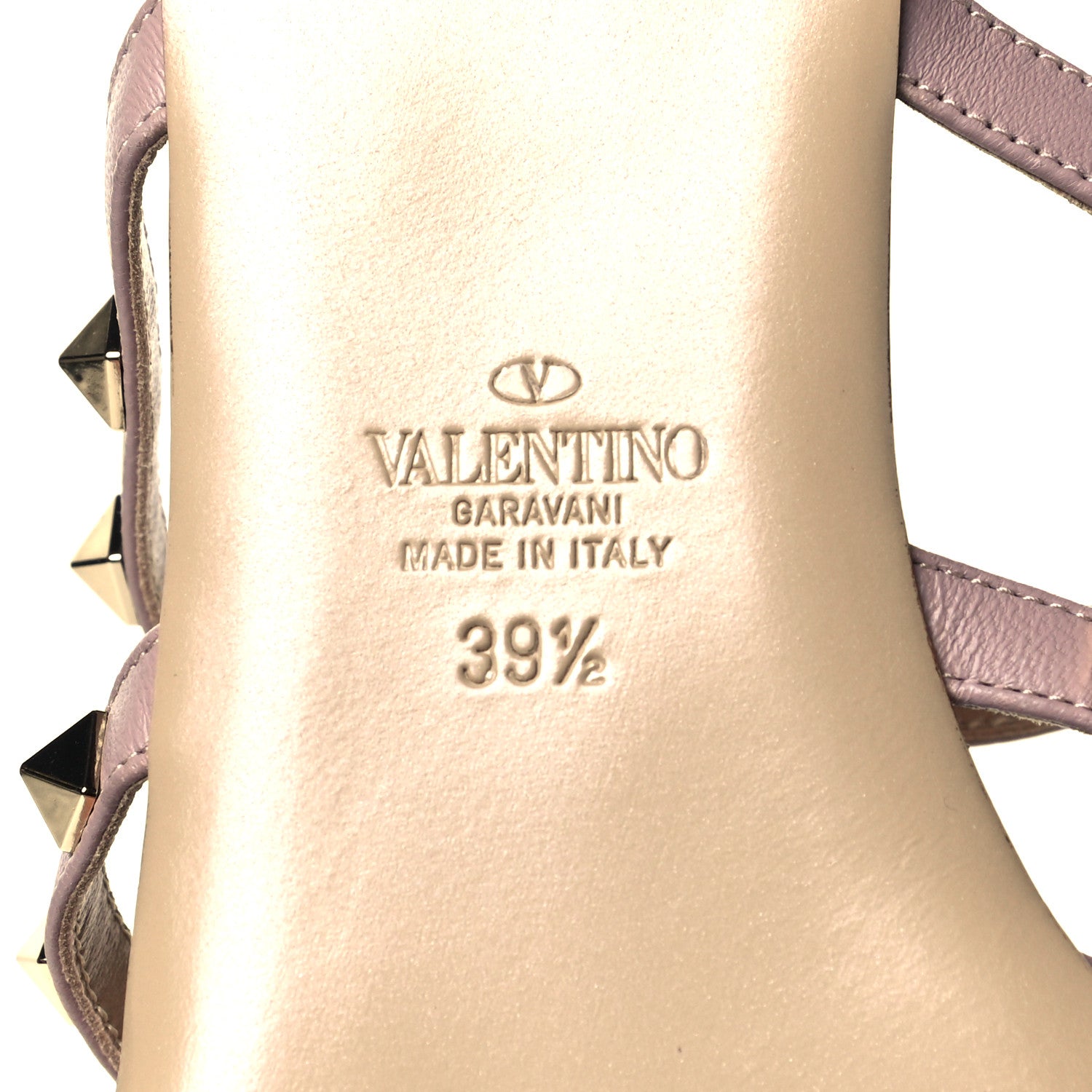 Valentino Garavani Patent Nappa Rockstud Flat Cage Mules 39.5 Water Rose Poudre 6 of 7