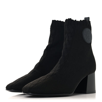 Hermes Knit Calfskin Jenna 60 Ankle Boots 36 Black 3 of 7