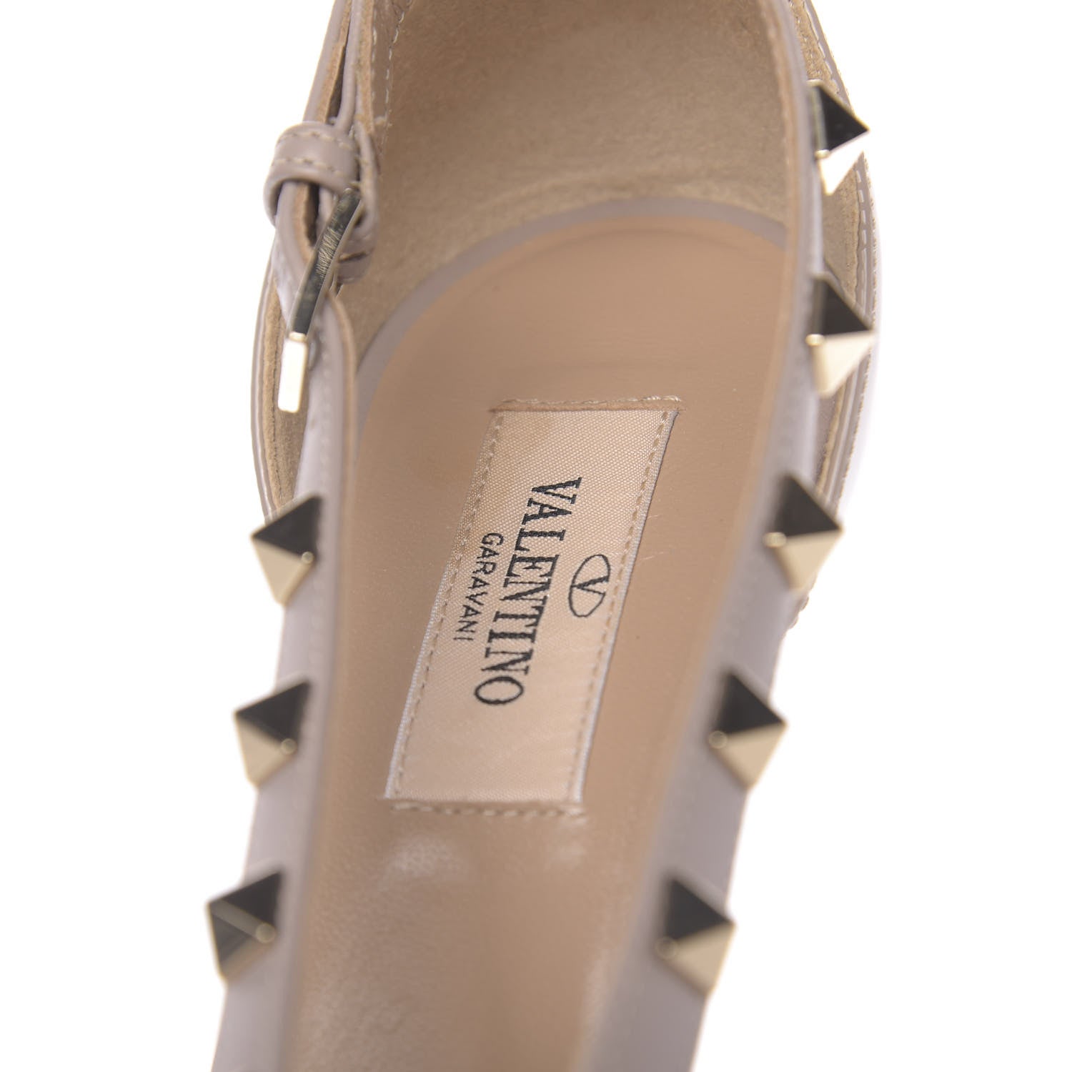 Valentino Garavani Patent Rockstud Cross Strap D'Orsay 55mm Pumps 37 Poudre 7 of 8
