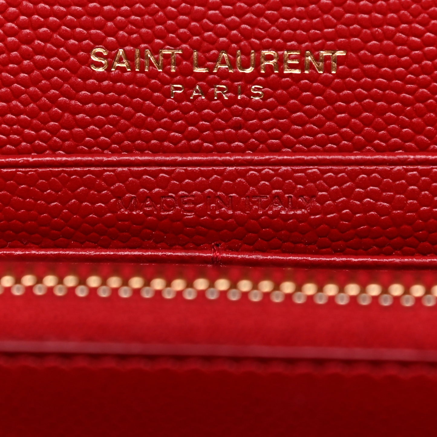 Grain De Poudre Matelasse Chevron Monogram Chain Wallet Red