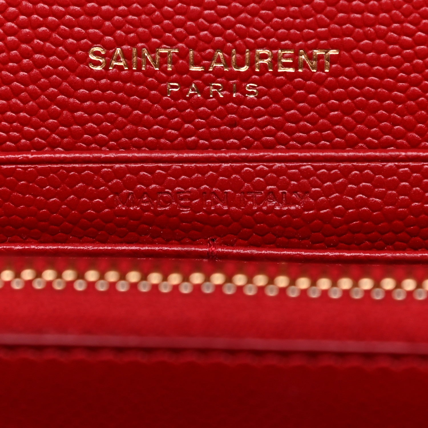Saint Laurent Grain De Poudre Matelasse Chevron Monogram Chain Wallet Red 6 of 12