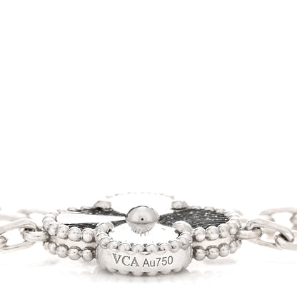 Van Cleef & Arpels 18K White Gold 20 Motifs Guilloche Vintage Alhambra Necklace 4 of 5