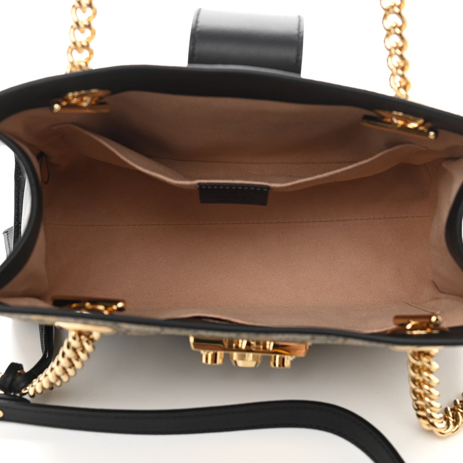 Gucci GG Supreme Monogram Bees Small Padlock Tote Beige Oro Black 5 of 10
