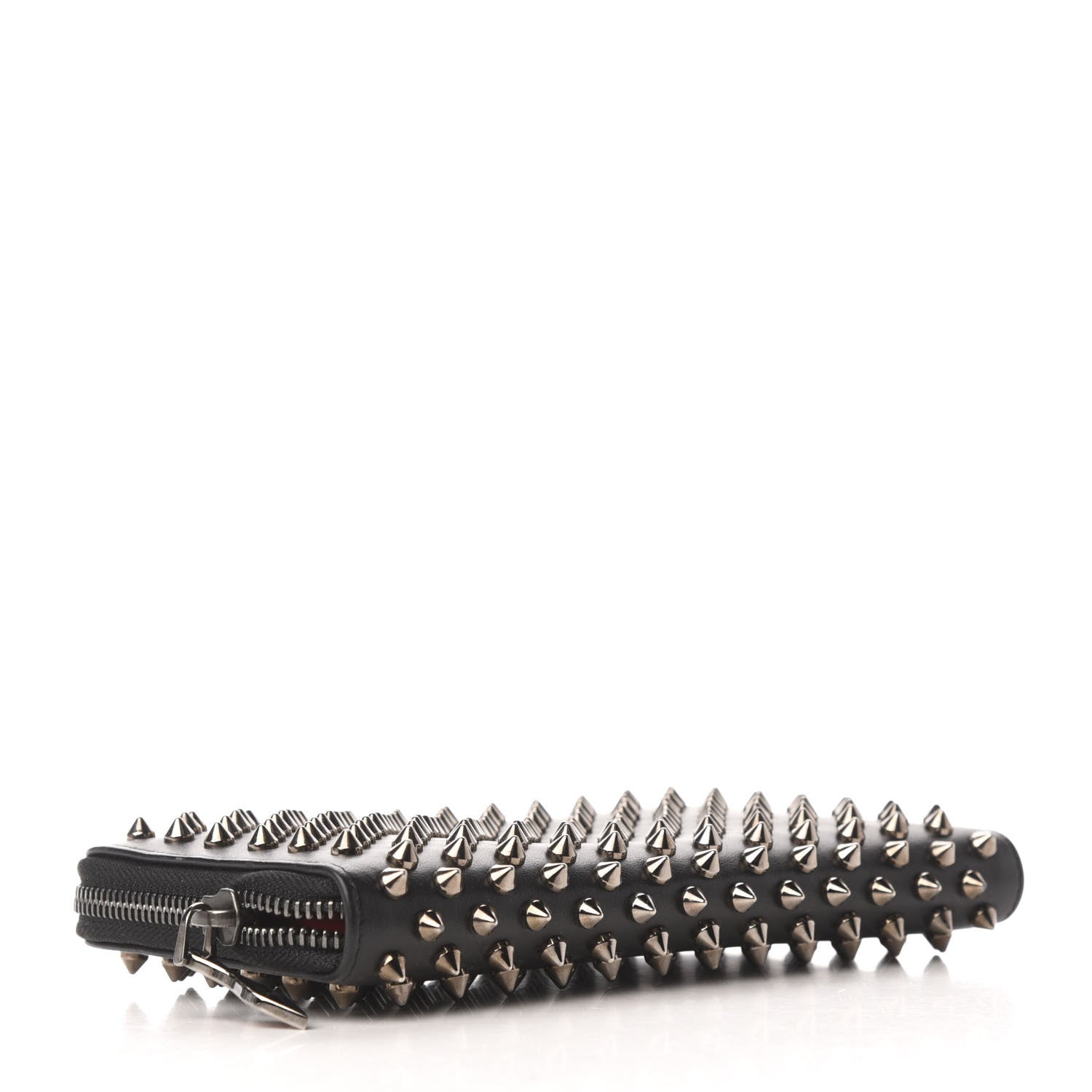 Christian Louboutin Calfskin Panettone Spiked Zip Around Wallet Black 4 of 7
