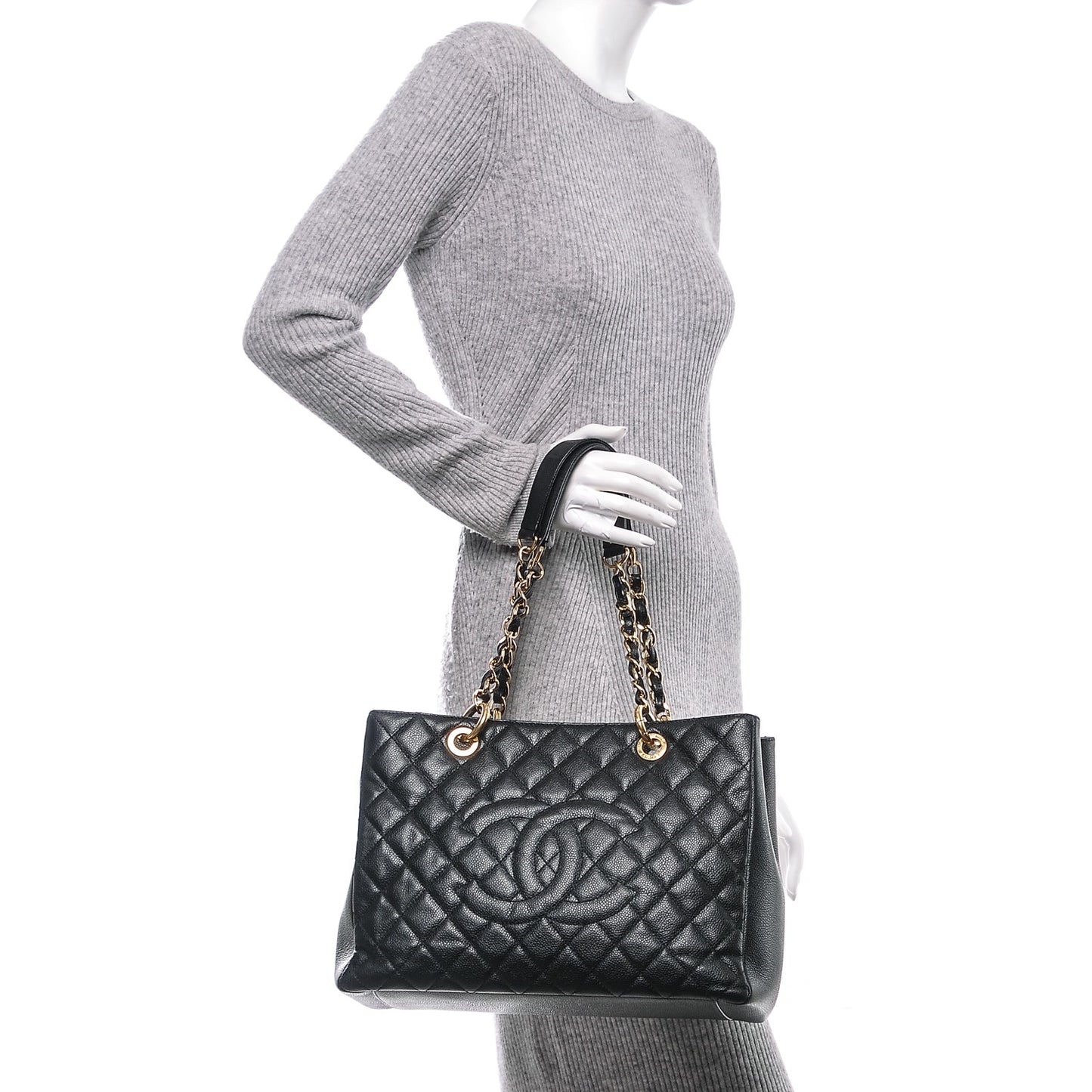 Caviar Quilted Grand Shopping Tote GST Black