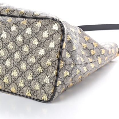 Gucci Soft GG Supreme Monogram Bees Medium Crossbody Tote Beige Oro Black 10 of 10