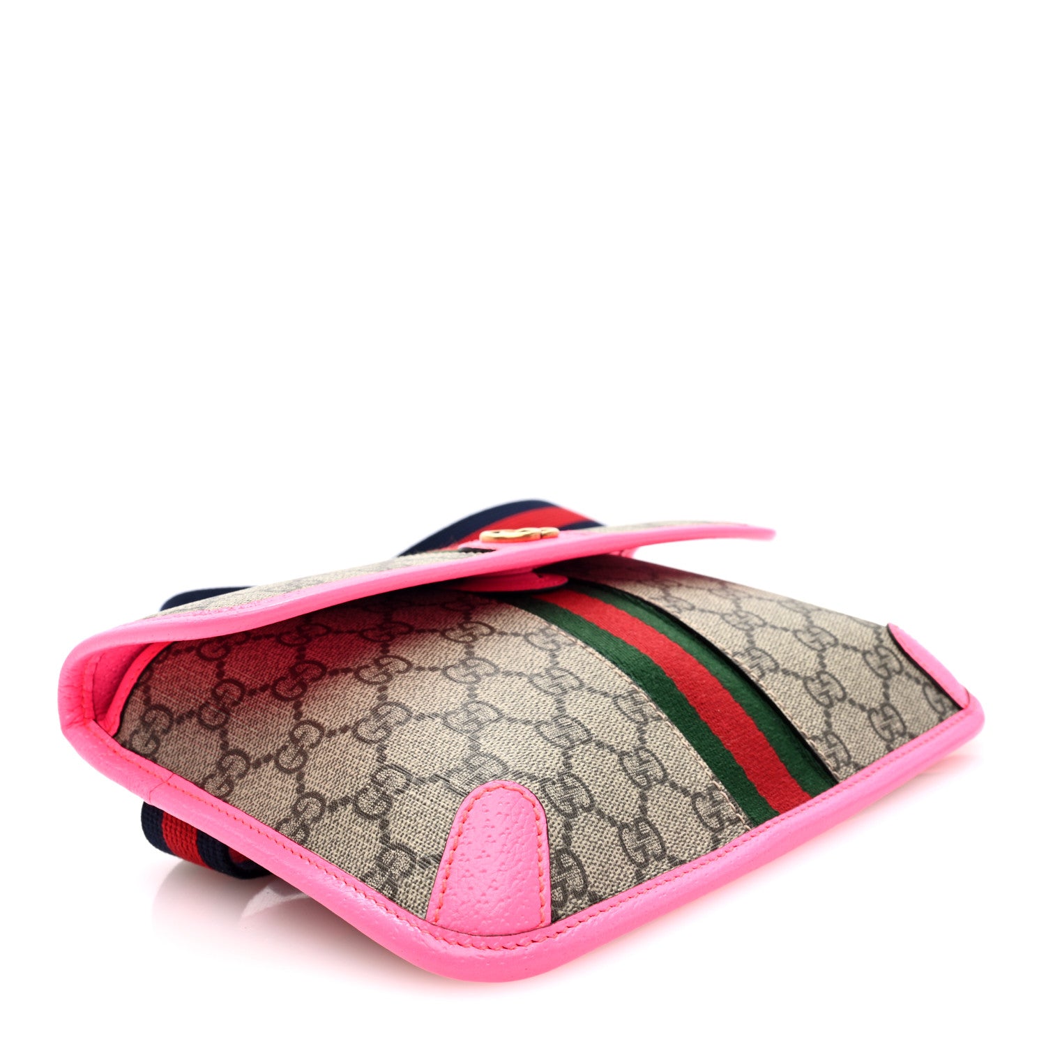 Gucci GG Supreme Monogram Web Small Ophidia Belt Bag 100/40 Beige Ebony Fluorescent Fuchsia 4 of 10