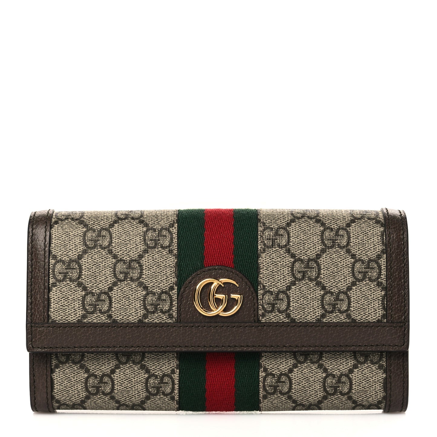 GG Supreme Monogram Web Ophidia Continental Wallet Brown