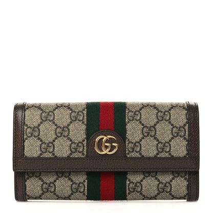 Gucci GG Supreme Monogram Web Ophidia Continental Wallet Brown 1 of 6