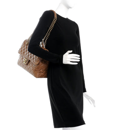 Chanel Glazed Calfskin Castle Rock Large Flap Dark Beige 2 of 14