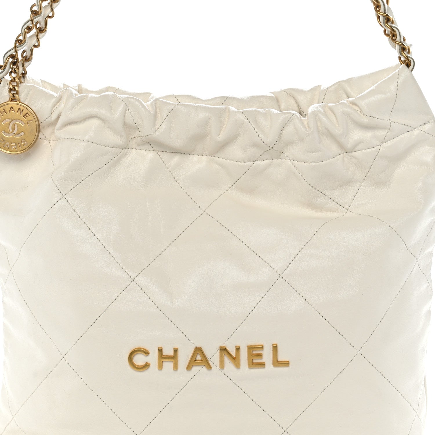 Chanel Shiny Calfskin Quilted Small Chanel 22 White 9 of 13