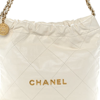 Chanel Shiny Calfskin Quilted Small Chanel 22 White 9 of 13