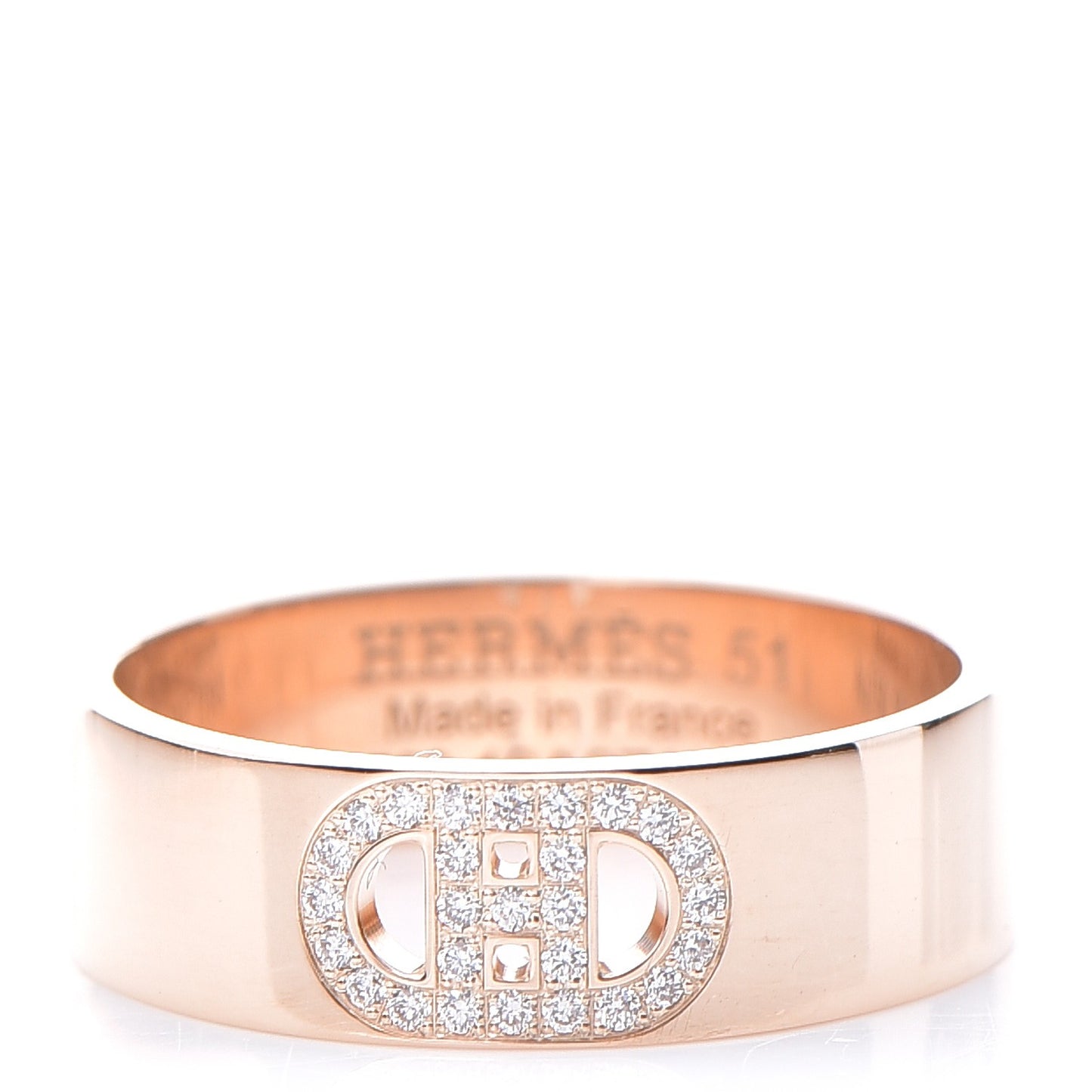 18K Rose Gold Diamond PM H D'Ancre Ring 51 5.75