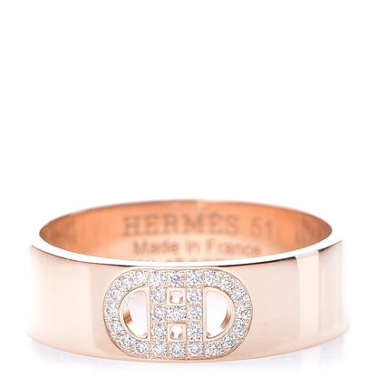Hermes 18K Rose Gold Diamond PM H D'Ancre Ring 51 5.75 1 of 6