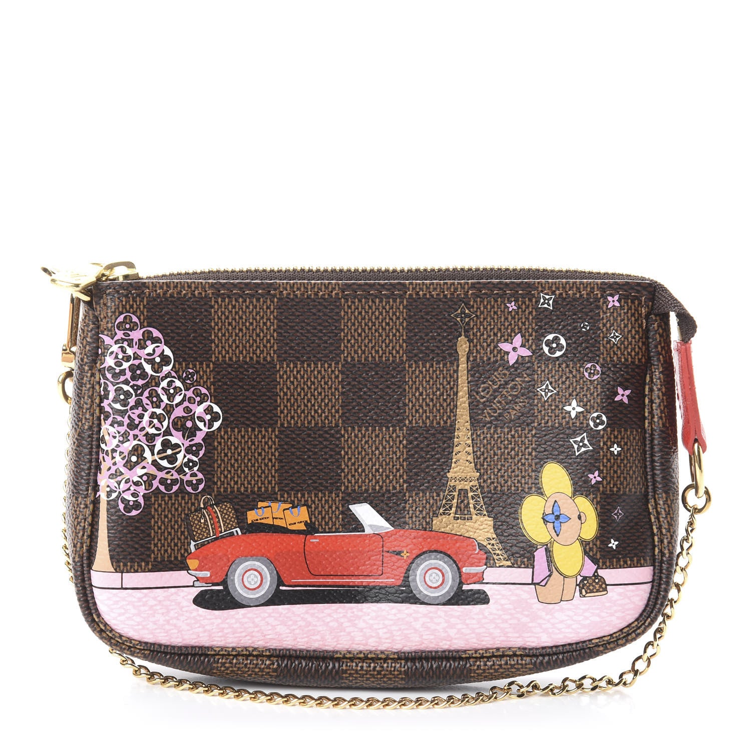 Louis Vuitton Damier Ebene 2019 Christmas Animation Mini Pochette Accessories Red 1 of 6