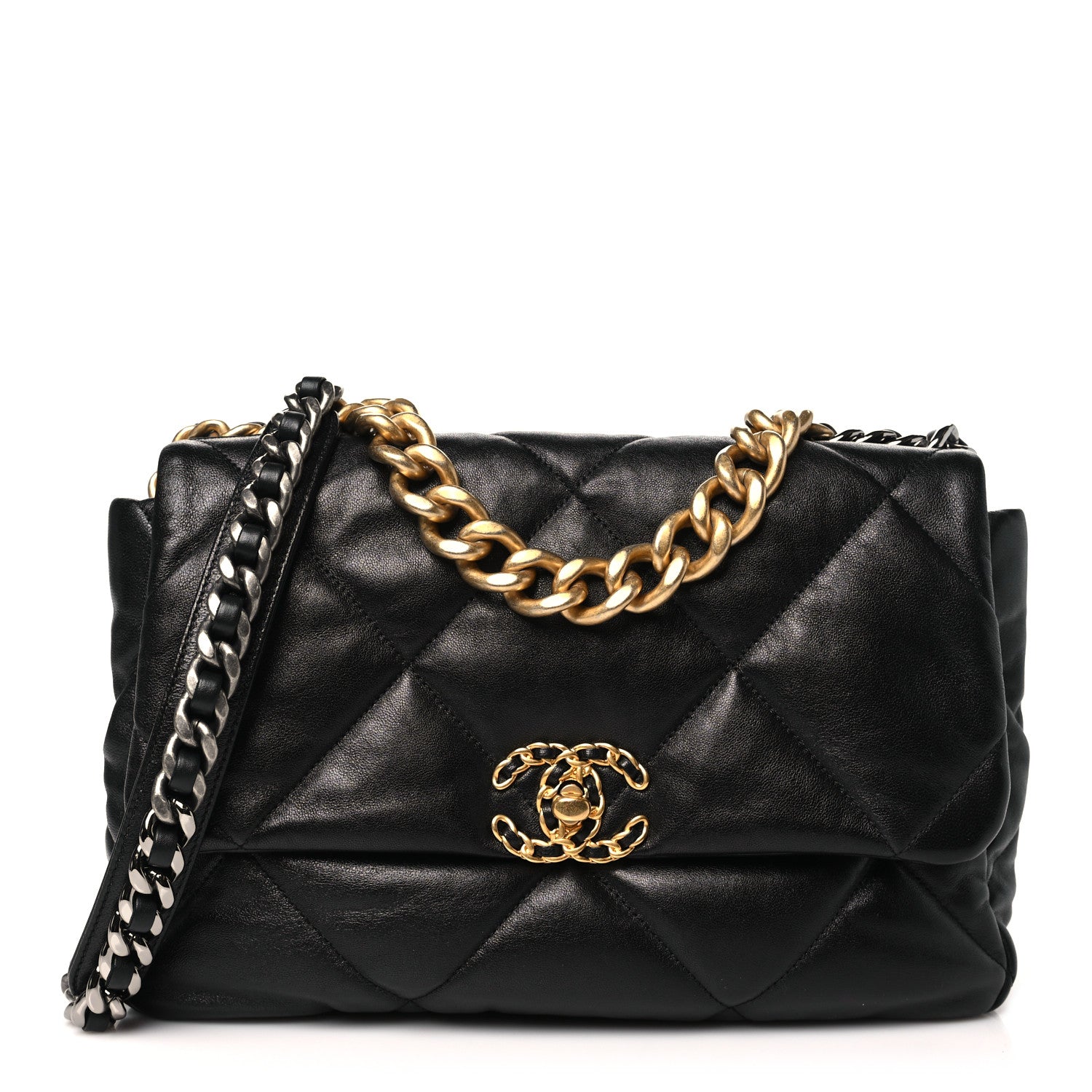 Chanel Goatskin Quilted Large Chanel 19 Flap Black 1 of 10