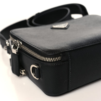Prada Saffiano Travel Medium Brique Crossbody Bag Black 8 of 9