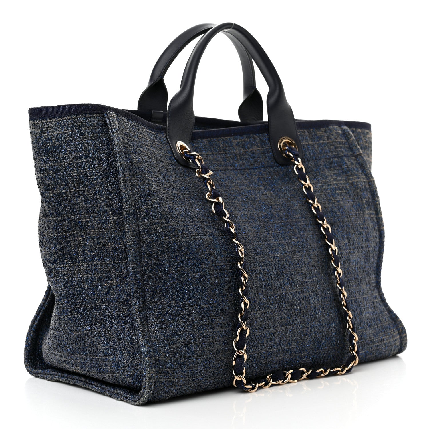 Chanel Denim Large Deauville Tote Navy Dark Blue 3 of 11