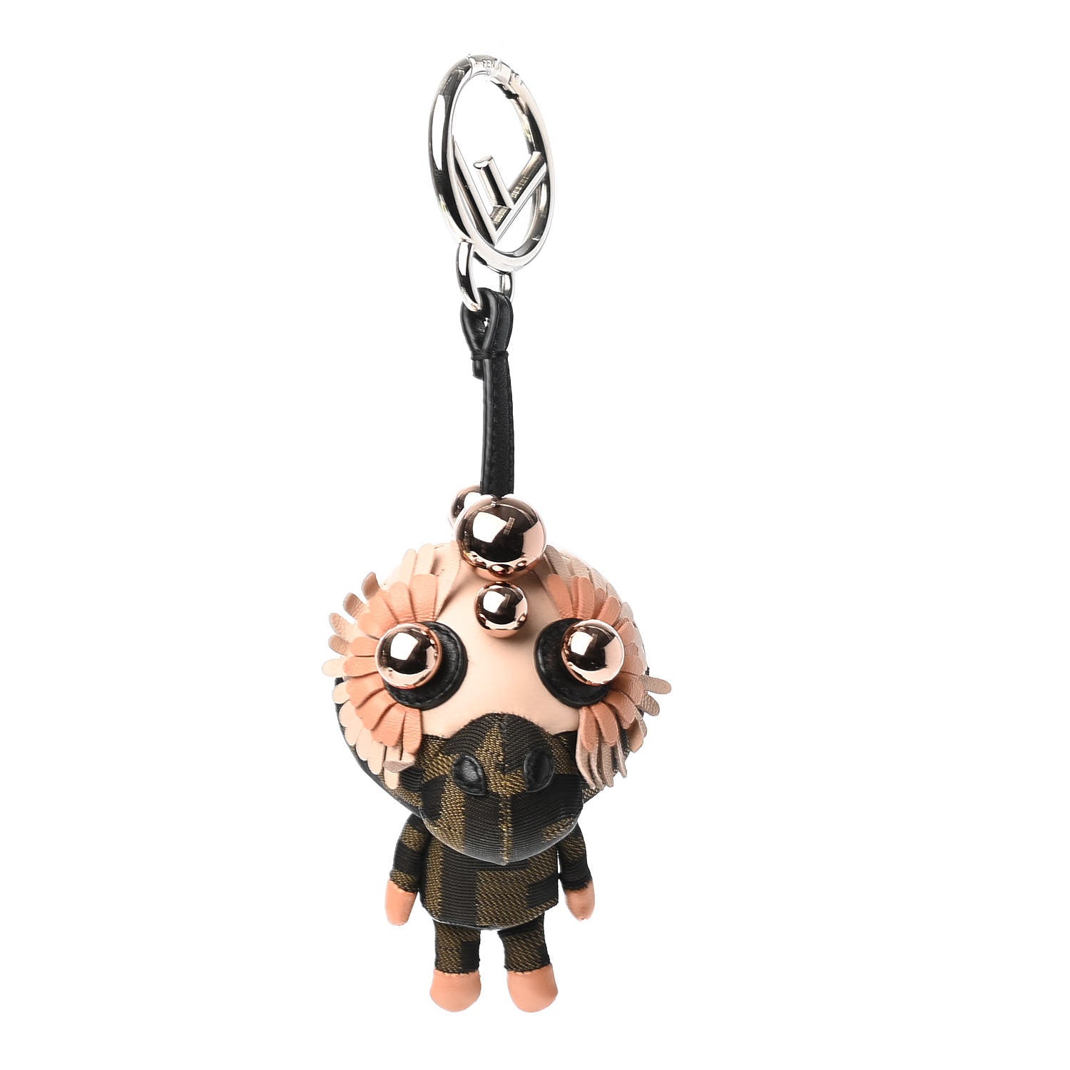 Fendi Shiny Nappa Zucca Pearl Fringe Space Monkey Bag Charm Plaster Albicocca Tobacco 1 of 3