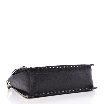 Valentino Garavani Grained Calfskin Rockstud Top Handle Flap Shoulder Bag Black 5 of 8