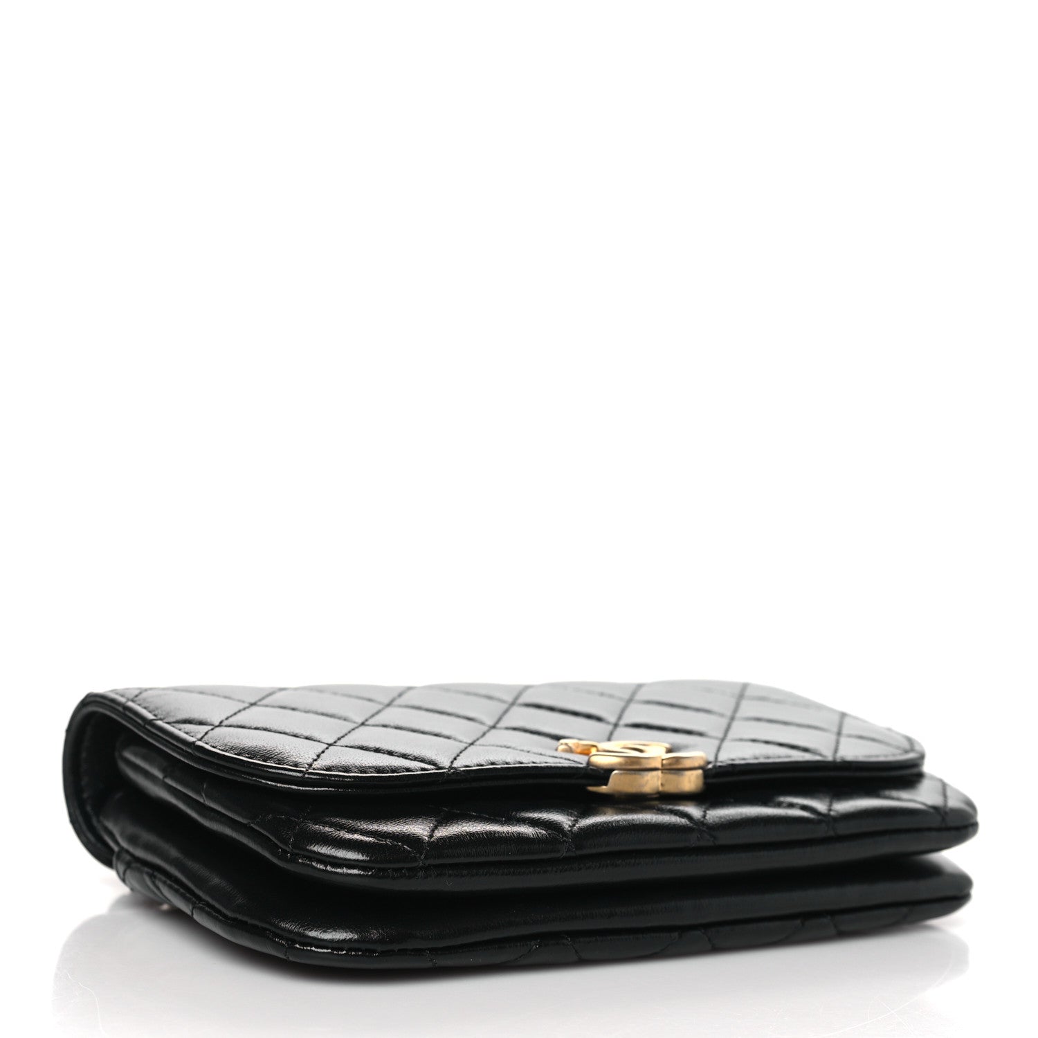 Chanel Shiny Lambskin Quilted Flap Phone Holder With Chain Black 4 of 11