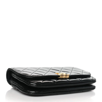 Chanel Shiny Lambskin Quilted Flap Phone Holder With Chain Black 4 of 11
