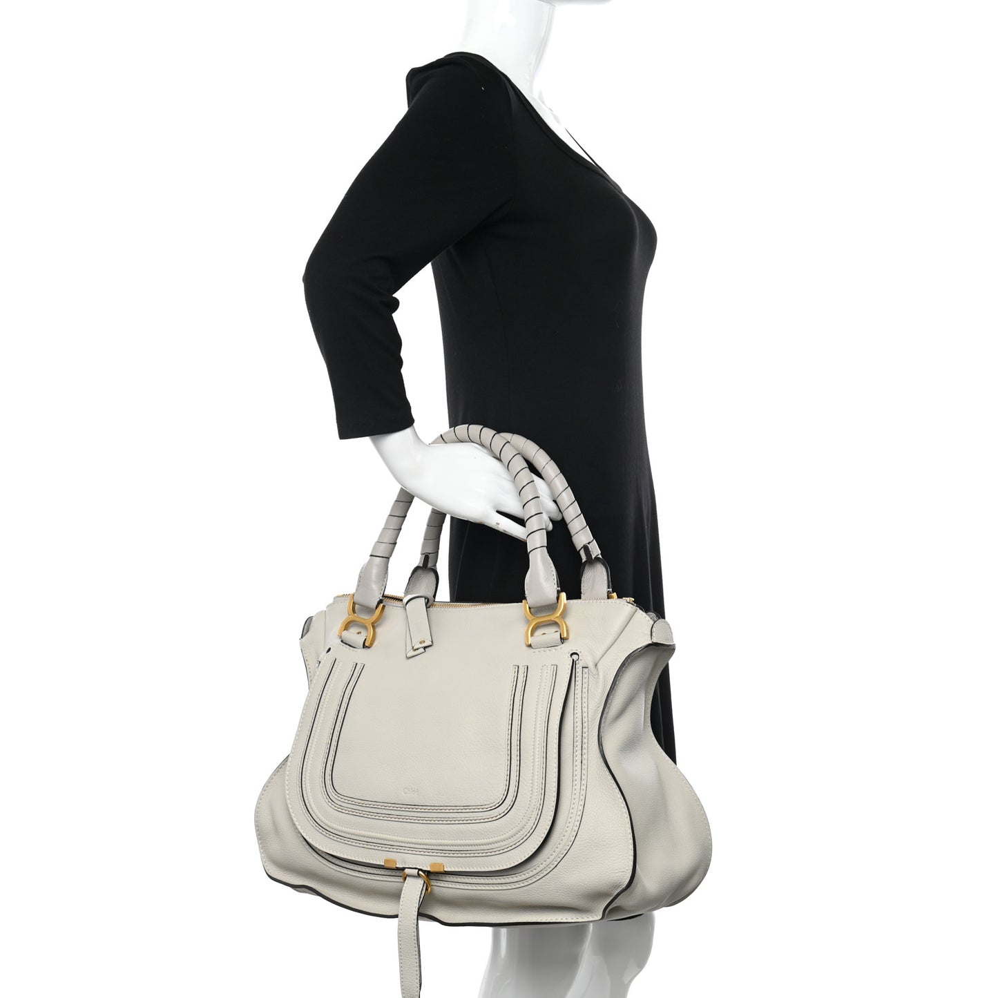 Calfskin Large Marcie Satchel Dove