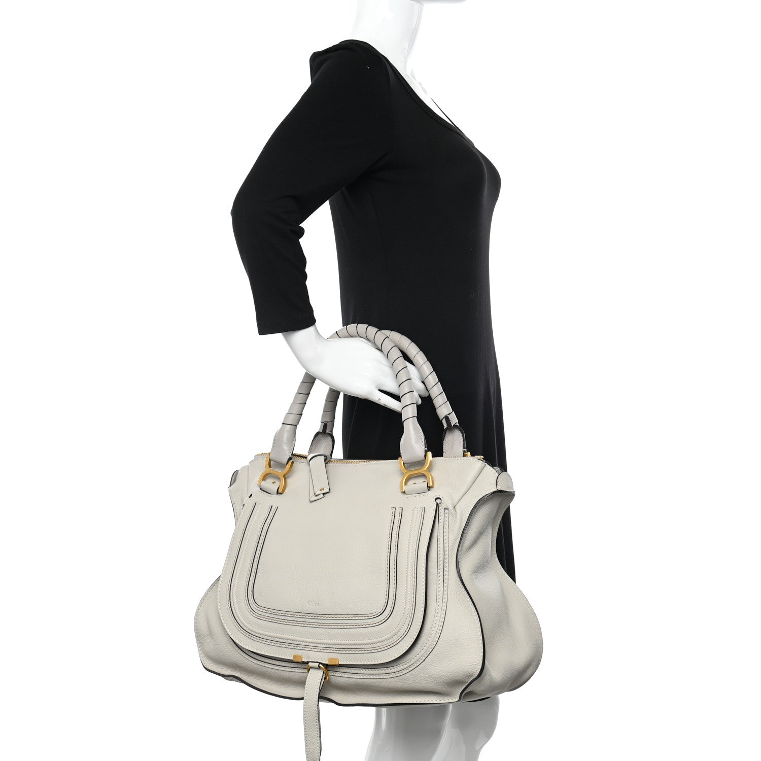 Chloe Calfskin Large Marcie Satchel Dove 2 of 15