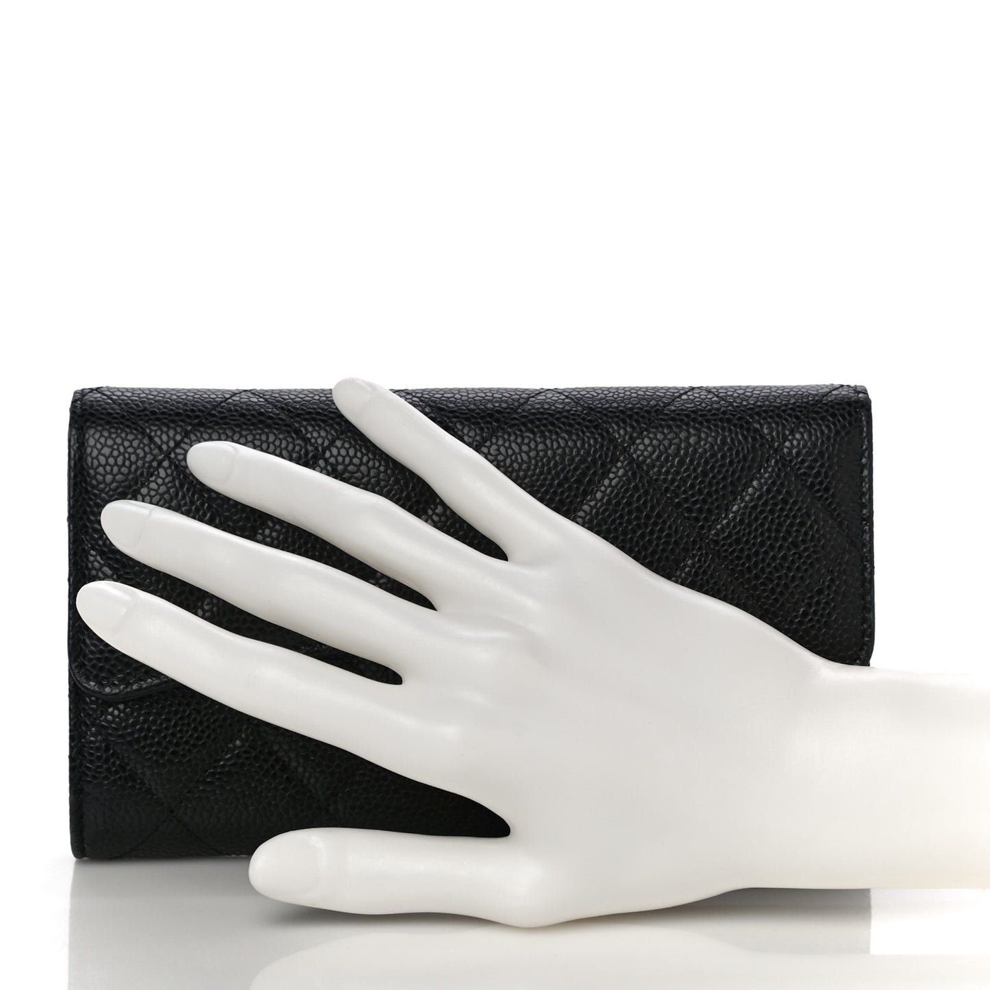 Caviar Quilted Large Flap Wallet Black