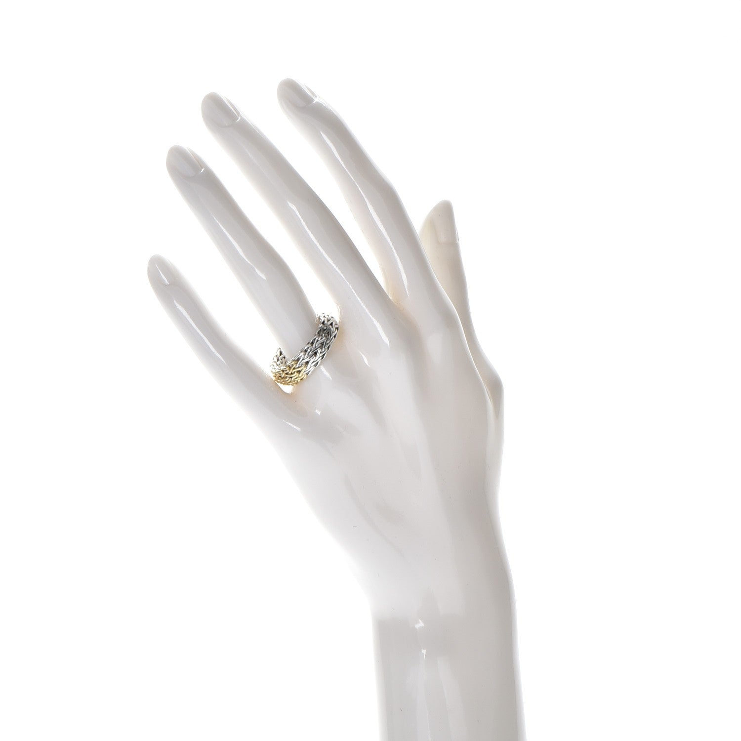 John Hardy Sterling Silver 18K Yellow Gold Classic Chain Ring 57 8 2 of 6